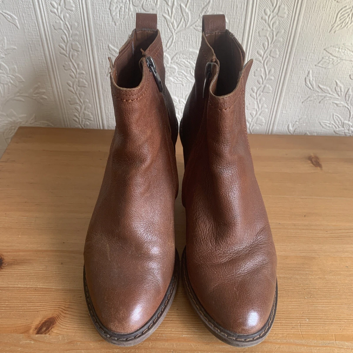 Clarks brown leather ankle boots sales
