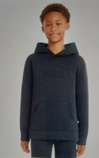NWT PUMA YOUTH FLEECE PULLOVER HOODED SWEATSHIRT BLACK S,M,L  NAVY S,L 