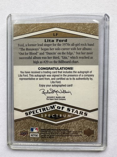 UPPER DECK SPECTRUM OF STARS.STICKER SIGNATURE CARD OF MUSICIAN LITA FORD - Picture 3 of 3