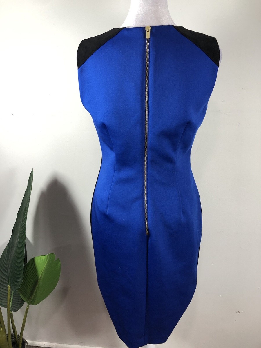 Calvin Klein Blue Black Colorblock Sheath Dress NEW 4 | eBay