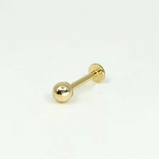14K Solid Gold Tiny 3mm Ball Internally Threaded Labret Stud Earring(18Gauge)