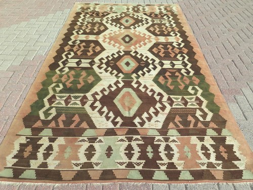 Vintage Nomads Kilim, Area Rug Large Kelim Wool Rug 69"x123" Turkish Rug Carpet 