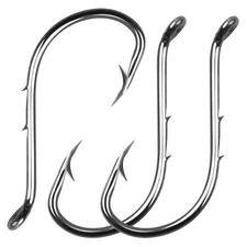 100PCS Octopus Baitholder Hooks Barbed Circle Jig Hooks Size 8#-6/0 Black