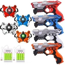 VATOS Rechargeable Infrared Laser Tag Guns Set 4 Packs with Vests for Kids Adult