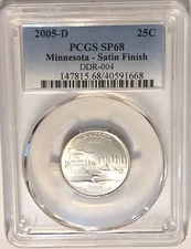 2005 D Minnesota Extra Tree Error Quarter Satin Finish PCGS SP68: DDR-004,FS-803