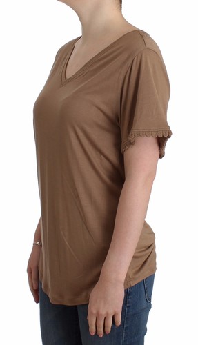 Camicia JOHN GALLIANO marrone maniche corte top scollo a V solida S/US 6 PEZZI $150 - Foto 2 di 10
