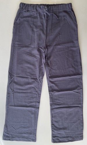 Pantalones de hombre gris talla L 100 % algodón gasa ligeros cintura elástica con cordón - Imagen 10 de 15