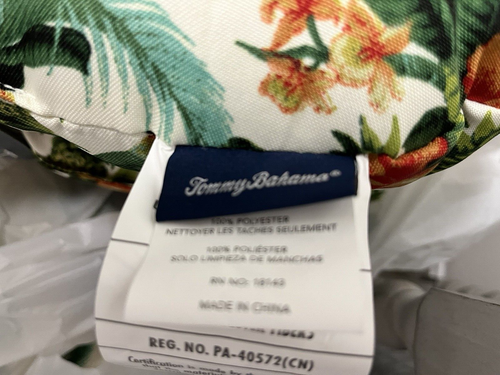 2 Tommy Bahama In / Outdoor Chair Seat Cushions Tropical Pineapple Floral Parrot - Picture 8 of 8