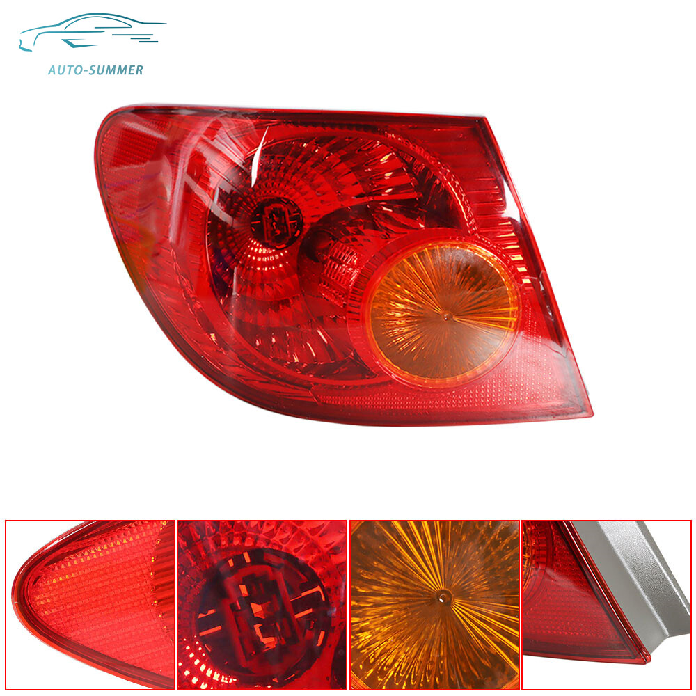 Left Side Outer Tail Light For 2003-2008 Toyota Corolla - Direct Replacement, DOT/SAE Certified