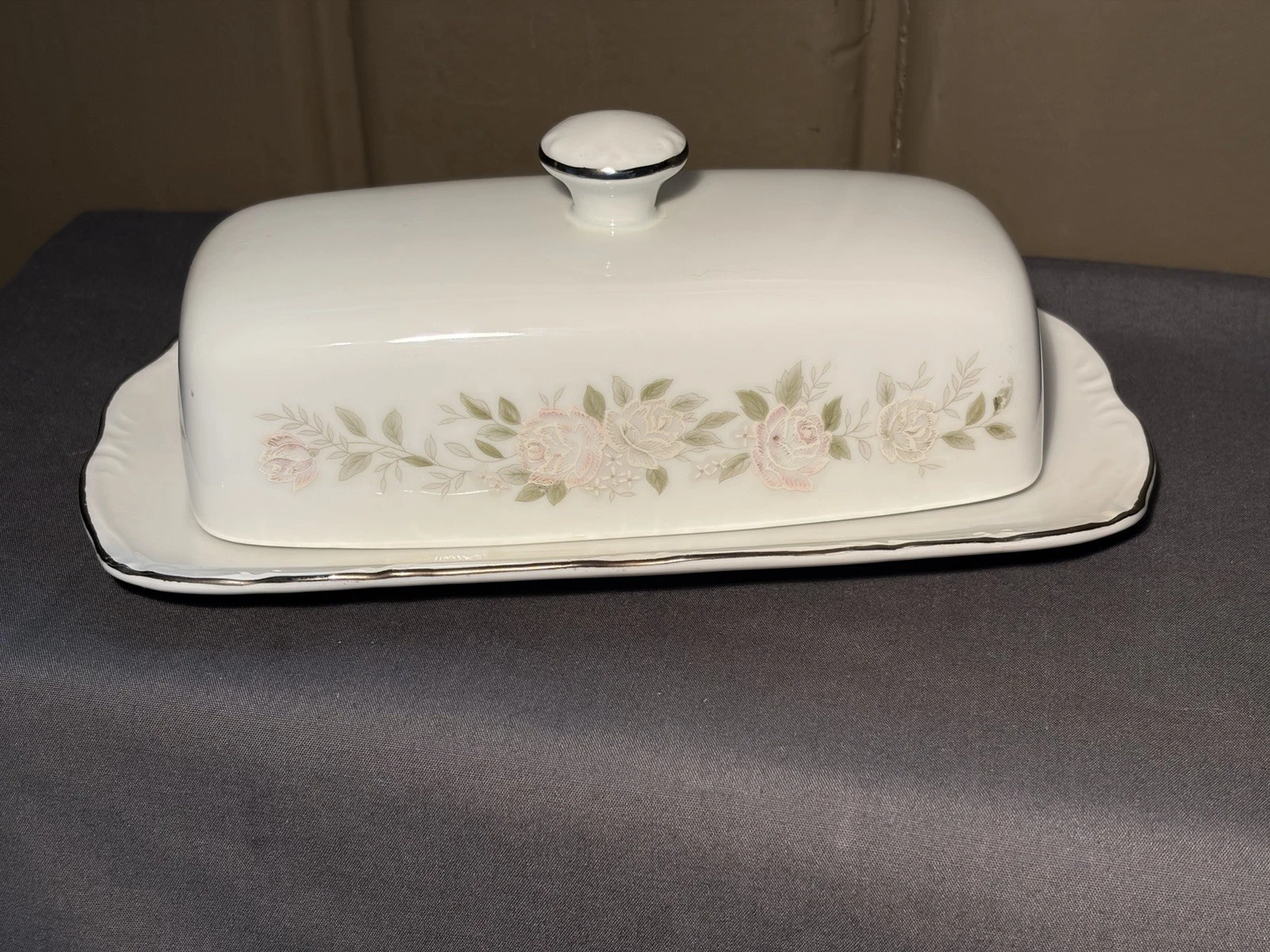 Sheffield Classic Pattern 501 Covered Butter Dish Floral Rose Fine China Vintage