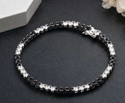 10.00CTElegant Black and White Tennis Bracelet Lab Created 14K White Gold Plated