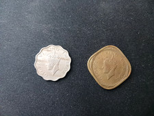 1941 India Anna 1 and 1942 Annas 2 - King George VI Emperor Coins (2)