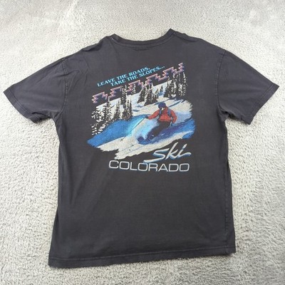 Ski Colorado T Shirt Mens M Black Faded Aztec Trim Cotton On Retro Winter Sports