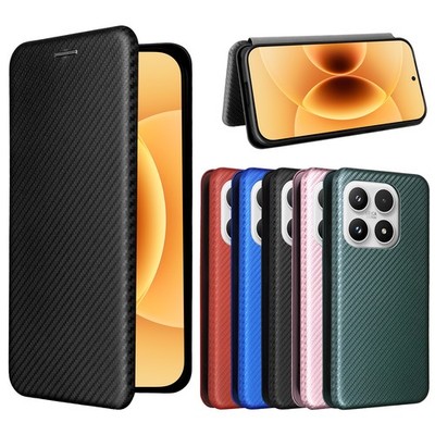 For Xiaomi 17 Carbon Fiber Stand Leather Wallet Phone Case Screen Protector