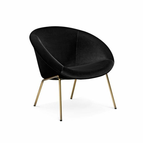 Walter Knoll Sessel 369 Stoff Samt Schwarz Gestell Messing - Bild 1 von 1