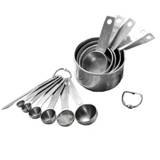 12-pc Stainless Steel Measuring Cups & Spoons Set for Cooking Baking Dry Liquid