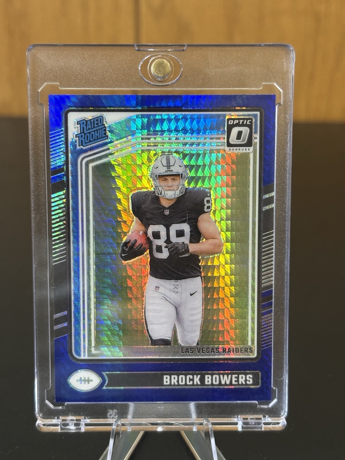 2024 Panini Donruss Optic - Rated Rookie Brock Bowers #215 Blue Hyper Prizm (RC)