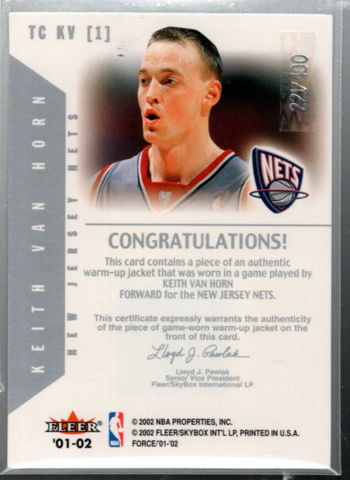 B1271- 2001-02 Fleer Force True Colors Jerseys #21 Keith Van Horn Jersey /400