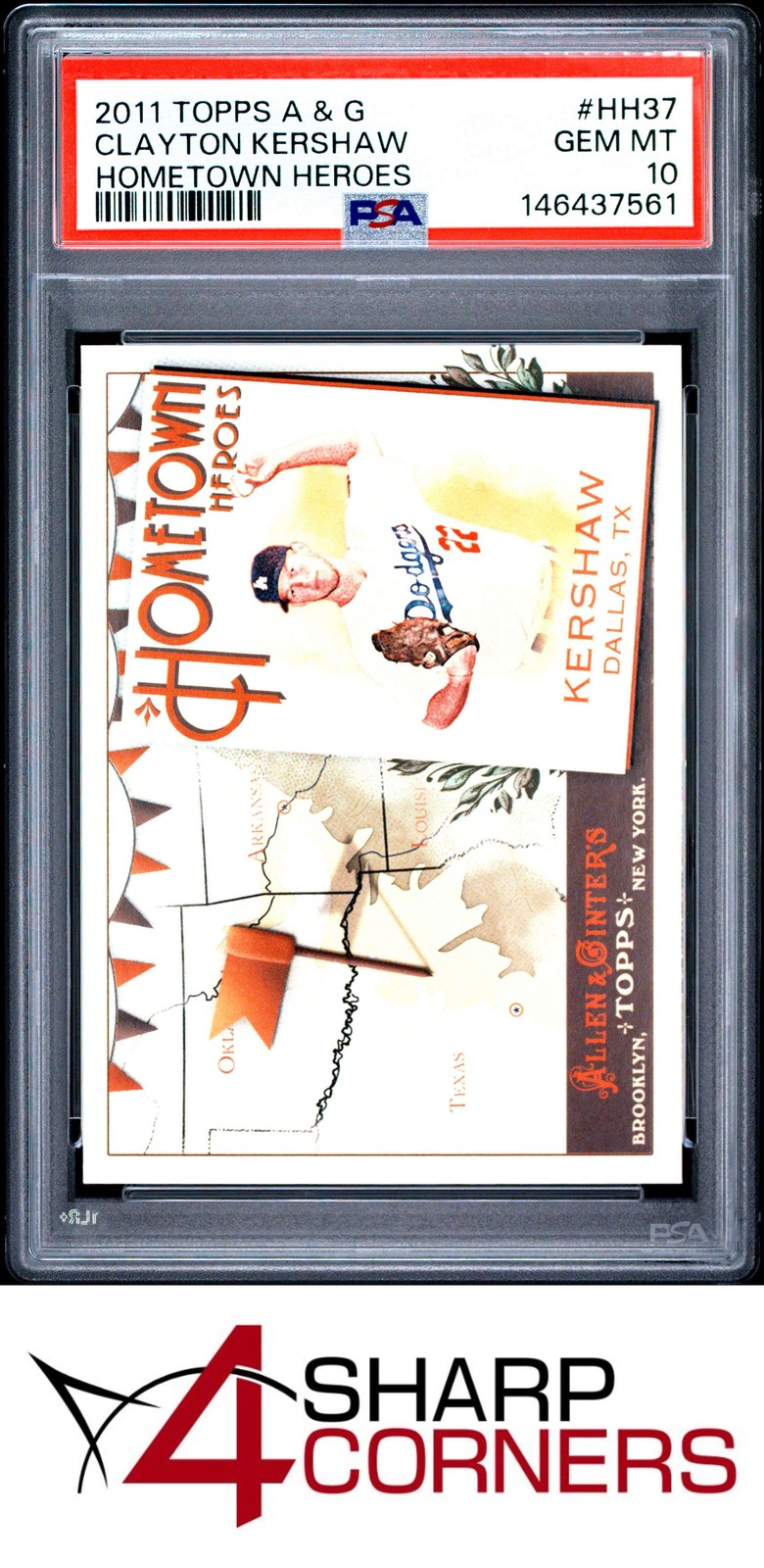 2011 TOPPS ALLEN & GINTER HOMETOWN HEROES #HH37 CLAYTON KERSHAW PSA 10