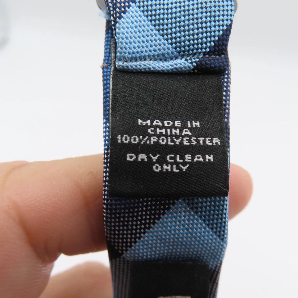 Express Bow Tie Polyester Blue Check 2.5" Wide Pre Tied - Image 4 of 4