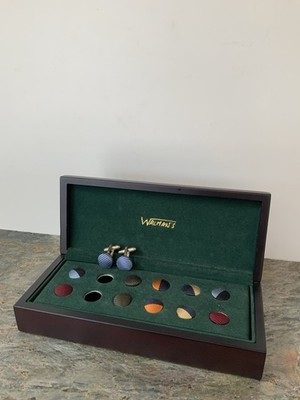 Manschettenknöpfe silber rund von Warman´s Set 6 Farben Seide Zum Tauschen Top