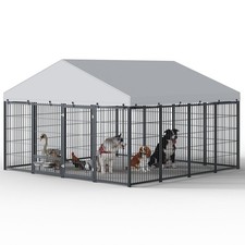 10x10x6 FT Large Outdoor Dog Kennel with Roof Cover Double-Lock Door