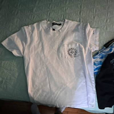 Chrome Hearts Men's White Graphic Logo T-Shirt Crew Neck Short Sleeve Regular
