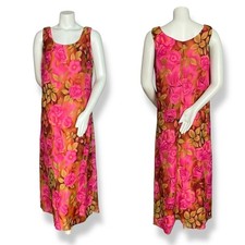 Mlle Gabrielle Dress Floral Roses Sleeveless Crinkly Fabric Size 14 Summer Lined