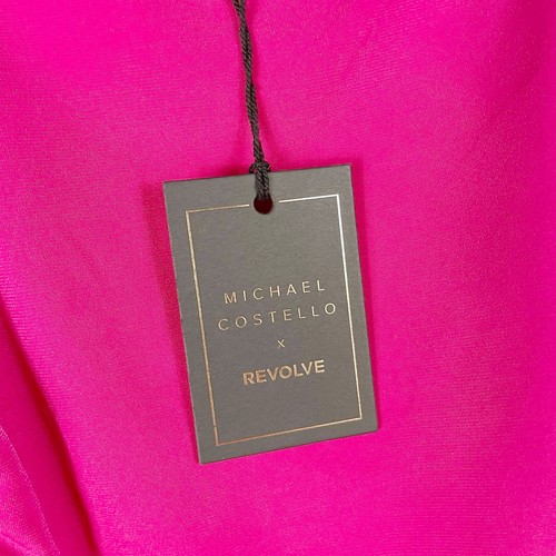 Michael Costello Ashley Dress Fuchsia Pink Midi Long Sleeve Ruched Sz XS - Picture 9 of 14
