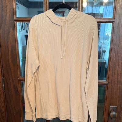 Old Navy Womens XL Beige Waffle Knit Pullover Hoodie Raglan Sleeve 488288-03-1