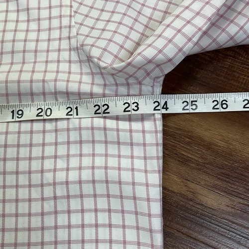 Camisa De Colección Brooks Brothers Para Hombres 16-34 Blanca Rosa Cuadros Italia Puño Francés EE. UU. - Imagen 6 de 7