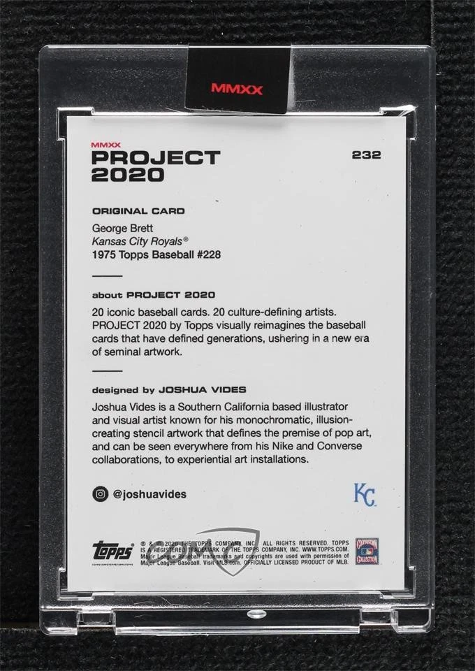 2020 Topps Project 2020 1975 Topps /2243 George Brett Joshua Vides #232 HOF - Image 2 of 2