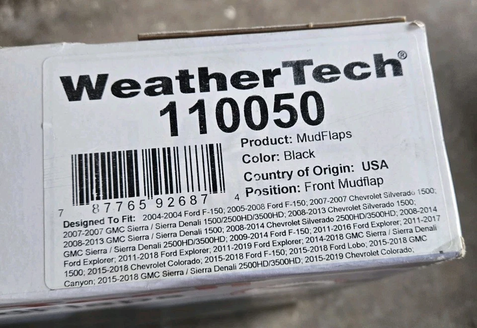 WeatherTech No Drill Mudflaps Front & Rear 120050 110050 *NEW* - Image 3 of 4