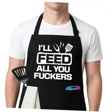 FUNNYUNCLE Funny BBQ Grilling Kitchen Cooking Chef Aprons for Men Fathers Day