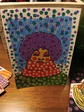 Winter Themed Aceo Original Mixed Media Abstract Woman - Hope In Winter