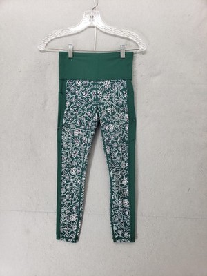 Athleta Leggings Womens Extra Small Green High Rise Floral Pocket Yoga Pants