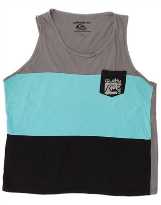 QUIKSILVER Womens Graphic Vest Top UK 16 Large Grey Colourblock MS25