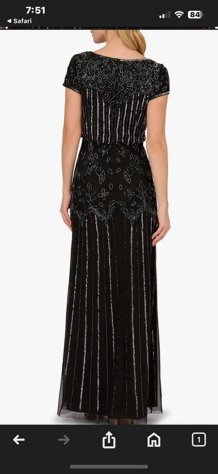 For sale: Adrianna Papell navy Long dress (8P), worn once And Not Altered. - Image 2 of 3