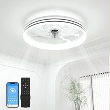 Low Profile Ceiling Fans with Lights and Remote, 20In Flush Mount Ceiling Fan wi