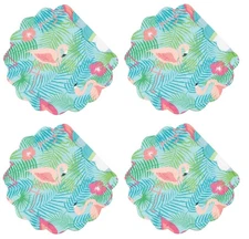 Isla Tropics Pink Flamingos Round Quilted Placemats Set of 4 Kitchen or Dining