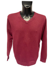 F  F 100 CASHMERE MAROON V NECK LONG SLEEVED JUMPER SIZE L