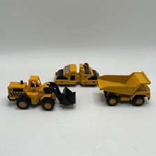 3 X DIE-CAST & PLASTIC ITEMS - DUMP TRUCK A1 + DIGGER A2, + STEAM ROLLER A3