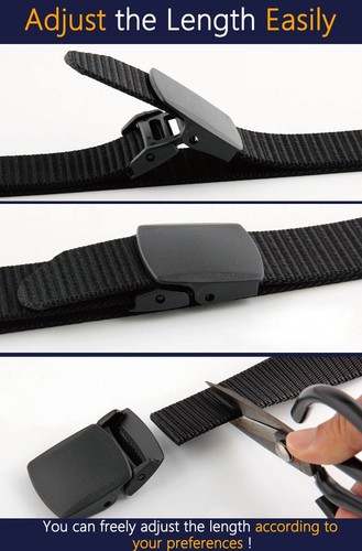 Men's Nylon Work Belts - Breathable Webbing Canvas Belt with Plastic Buckle, ... - Picture 5 of 6