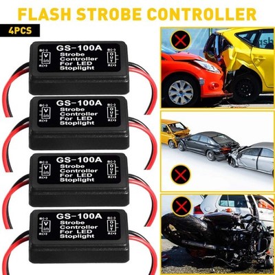 4X 12V GS-100A LED Brake Stop Light Strobe Module Flash Controller Box USA