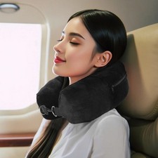 Neck Pillow U-Shaped Pillowcase, Extra Storage Bag for Travel Velvet cover