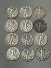 90% Silver Lot Of 12 Walking Liberty Half Dollar Mixed Dates