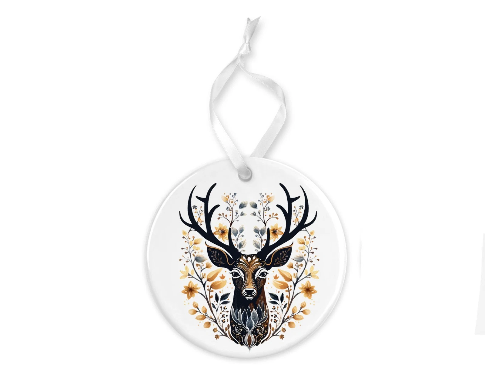 Black and Gold Deer Ceramic Ornament Christmas Decor