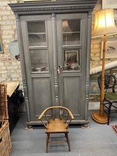 Antique French grey fronted Cupboard dresser cabinet wardrobe 