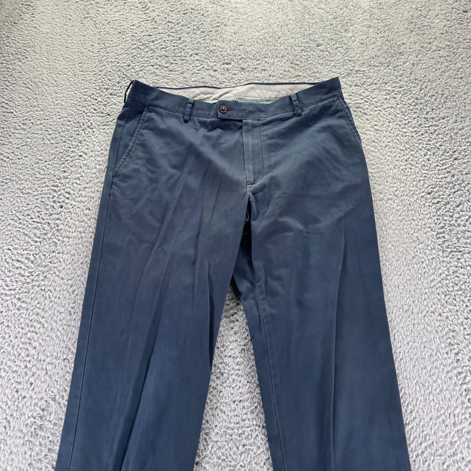 Pantalones chinos Charles Tyrwhitt para hombre 34x34 azul marino algodón elástico ajustados sin hierro Foto 2 de 4