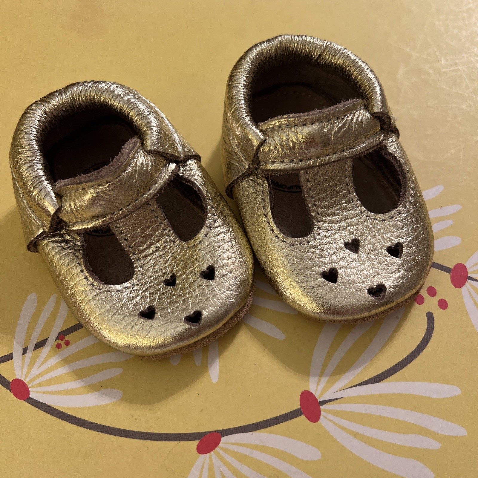 Size 3 Metallic Gold Mary Jane Style Suede Sole Baby Girl